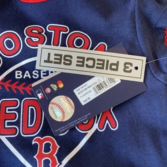 NWT Boston Red Sox 3 Piece Baby Onsie Set - Picture 5 of 8